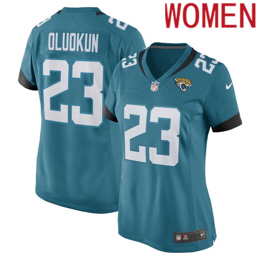 Women Jacksonville Jaguars 23 Foyesade Oluokun Nike Teal Game Player NFL Jersey